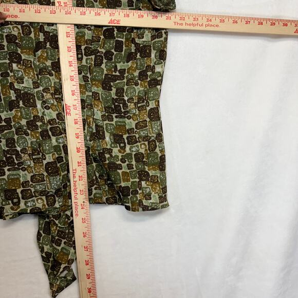 Kasper Sport L Green Print Top Tied Abstract Wearable Art Ugly Funky Office Work - Picture 6 of 8